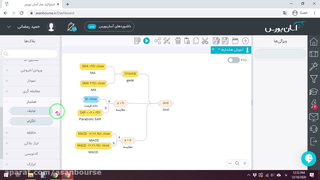 اتصال تلگرام به بات آسان بورس