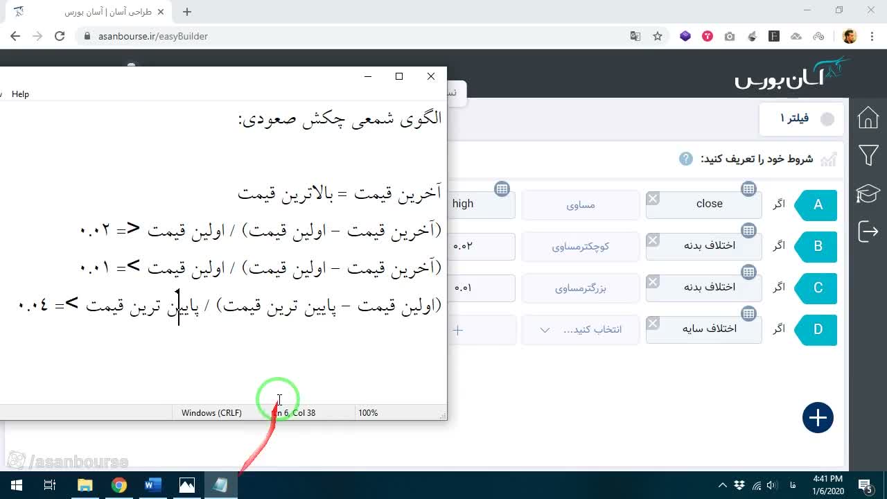 تعریف شرط سایه پایینی بلند (بیشتر از ۴ درصد)