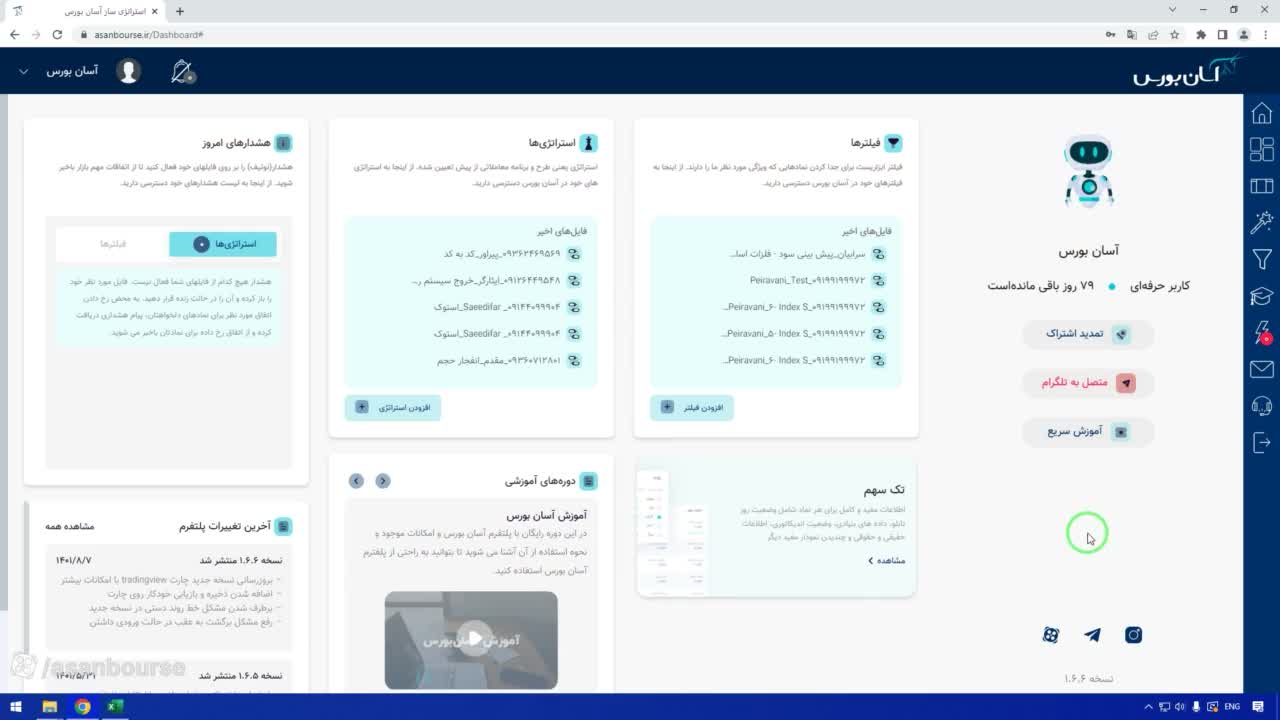 نمایش گزینه متصل به تلگرام در داشبورد