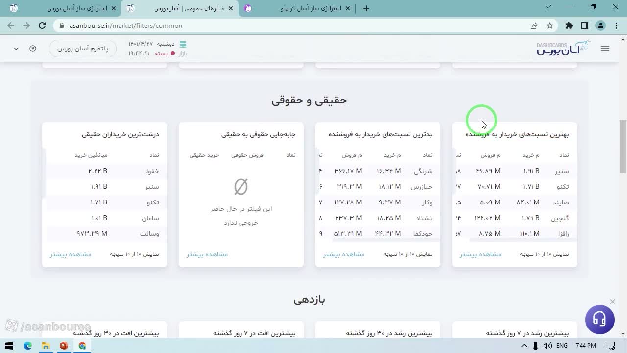 فیلترهای عرضه و تقاضا و صفهای خرید و فروش