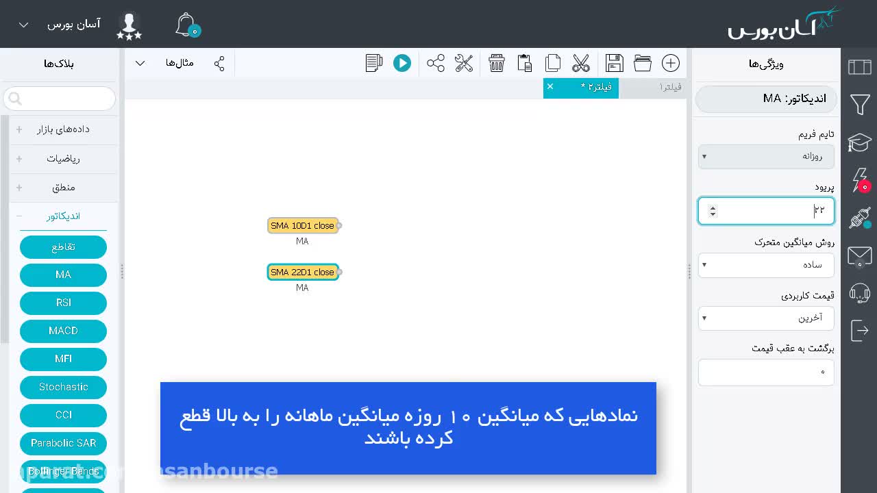 قرار دادن بلوک تقاطع (Cross) و اتصال خطوط