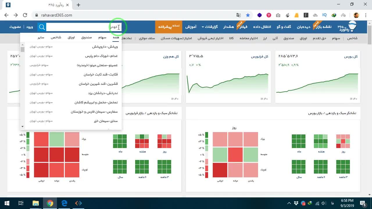 نمایش جستجوی نماد خودرو در منوی پلتفرم