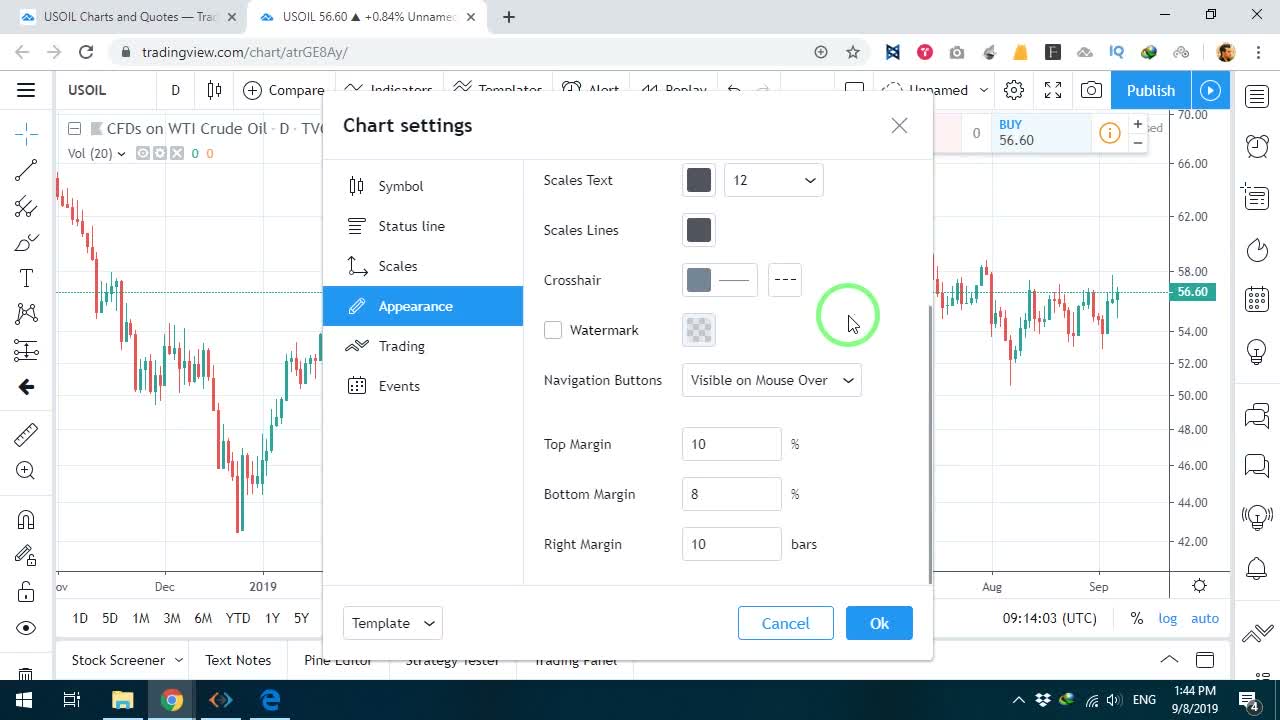 فعالسازی مقیاس لگاریتمی روی نمودار